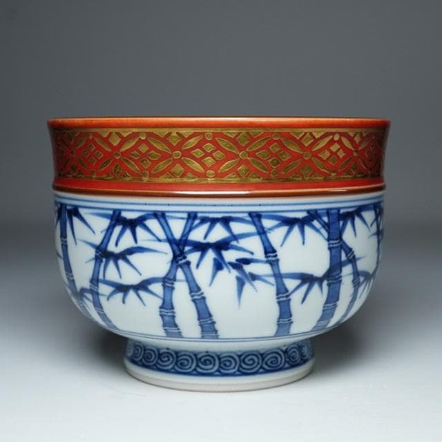 三浦竹泉　祥瑞金襴手茶碗　共箱　茶道具　抹茶碗　京焼　磁器