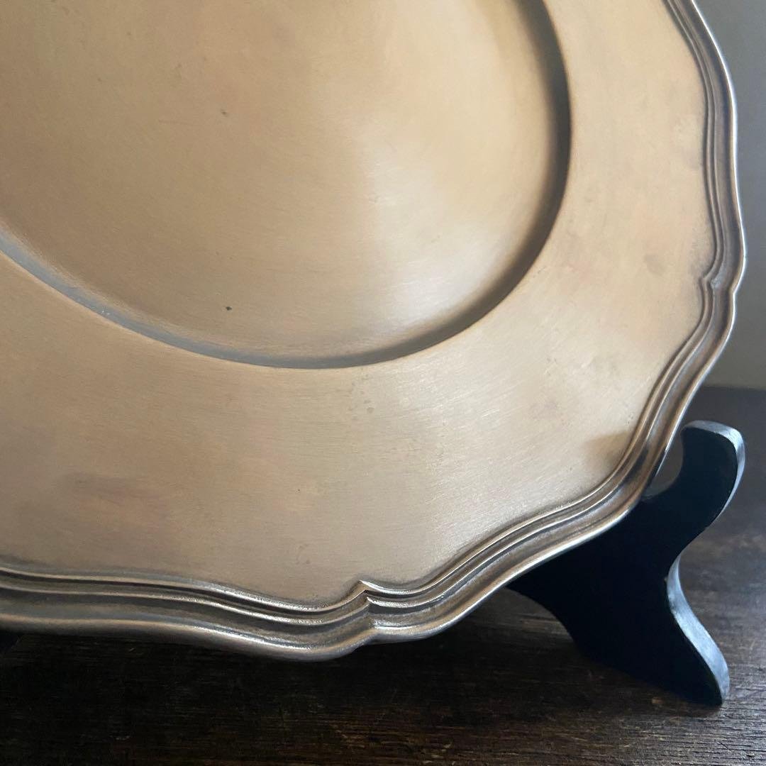 アンティーク　花リムプレート　真鍮製　デッドストック　ブロカント