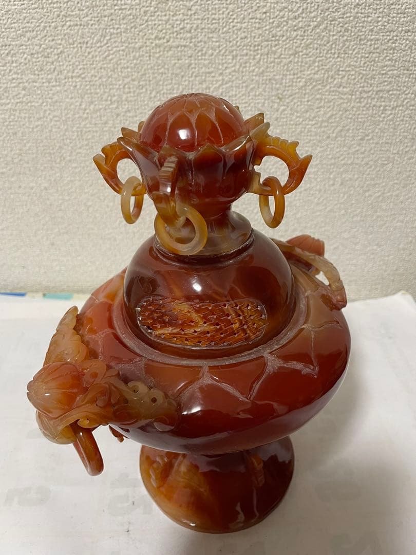 中国美術　置物　瑪瑙　メノウ　香炉