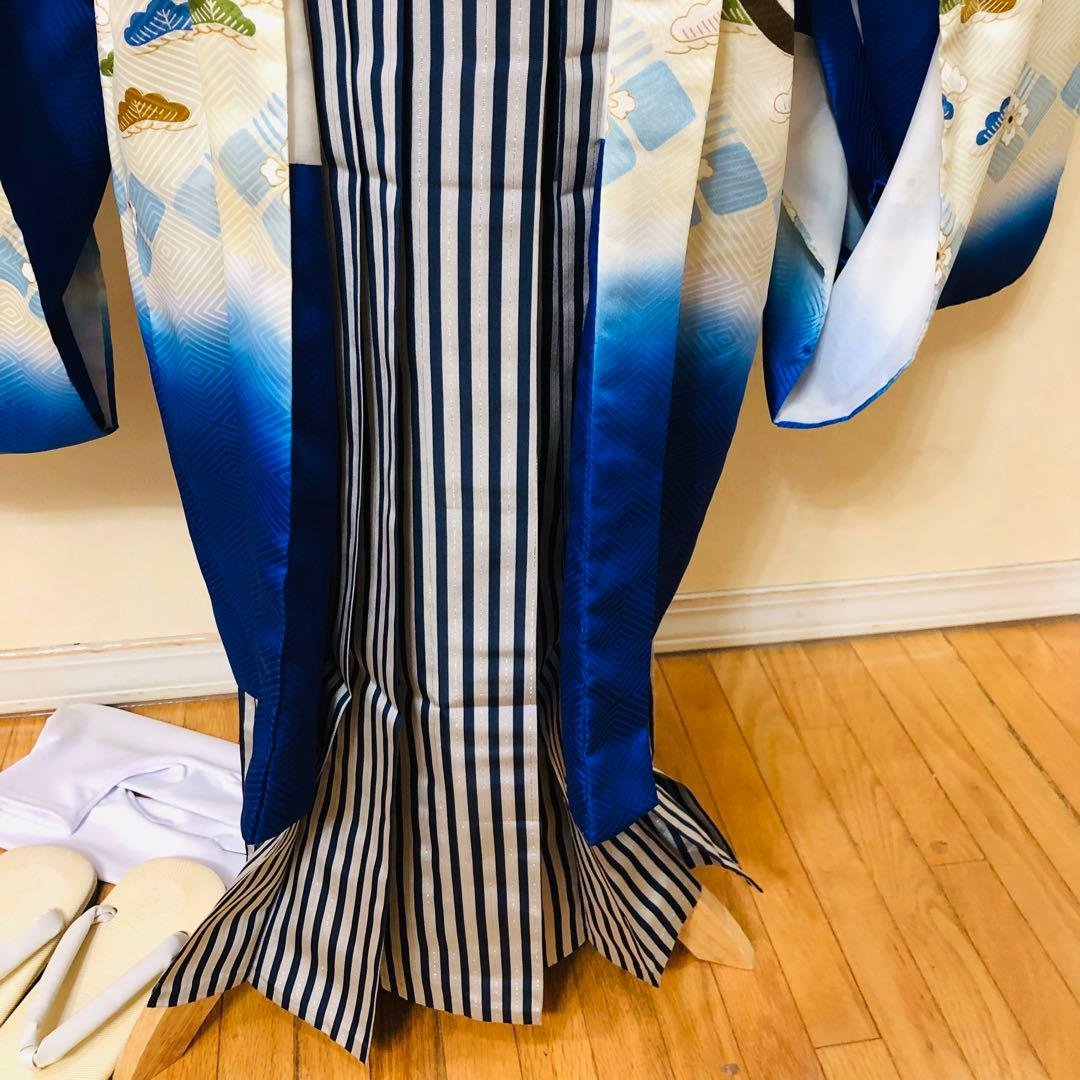 七五三 五歳‼️豪華Blue系鷹巻物金彩煌びやか❤️完全フルセット‼️家から揃える無し