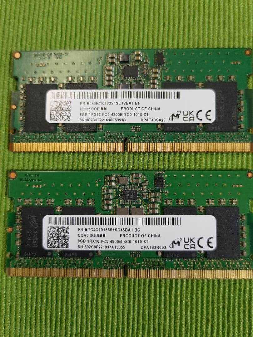 Lenovo 8GB DDR5 メモリー 4800MHz 2枚セット16GB
