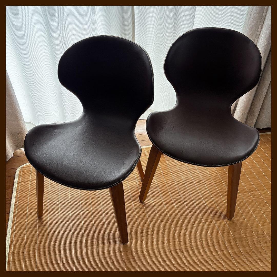 2脚セット】リビング ダイニング チェア PVC 天然木 北欧 オフィス