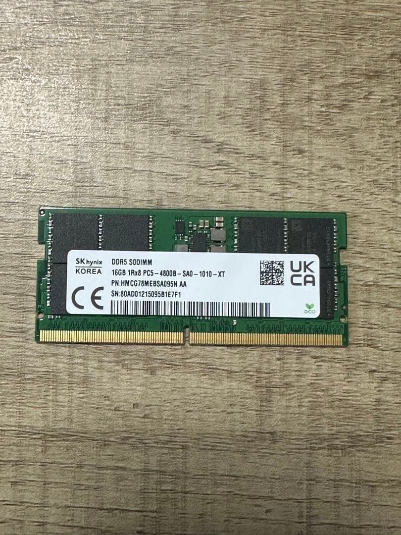 DDR5 SODIMMメモリ　ノートPC用　16GB 一枚