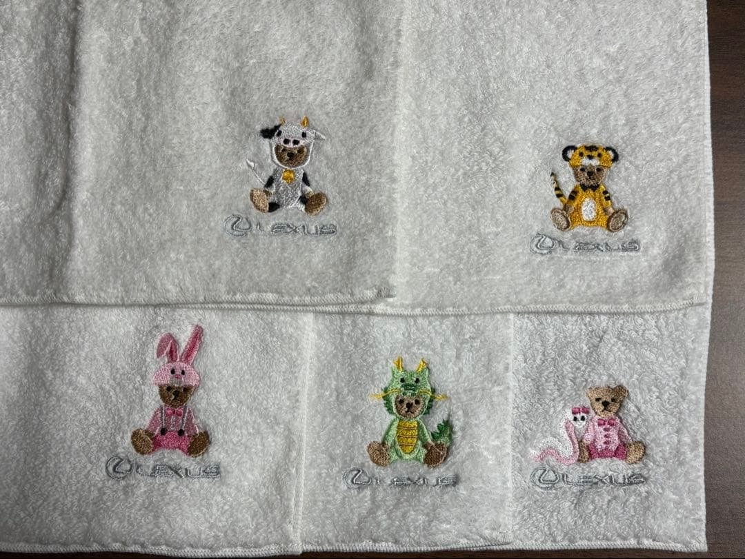 レクサス　干支　タオルハンカチ　丑・寅・卯・辰・巳　５枚セット