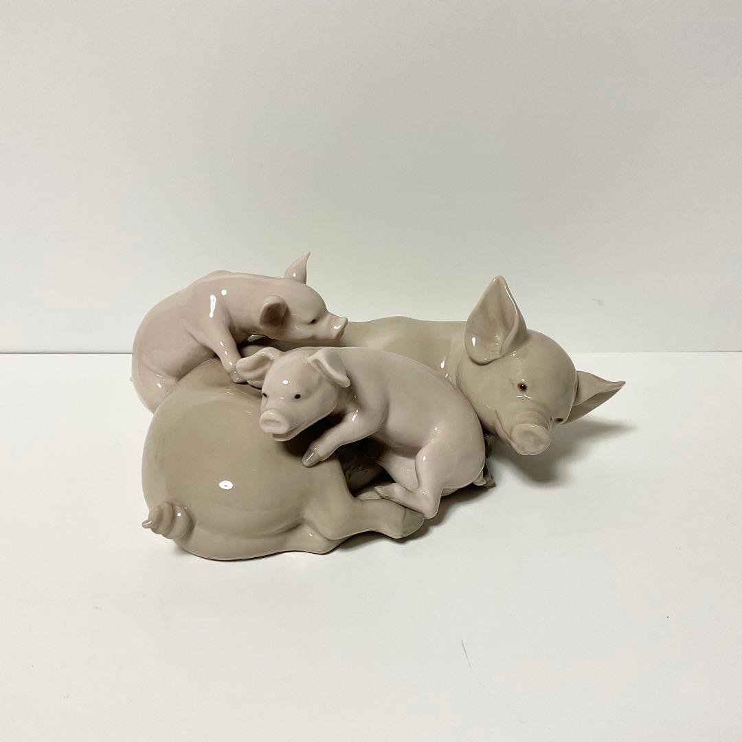 【美品】Lladro リヤドロ 豚の親子 家族 子豚