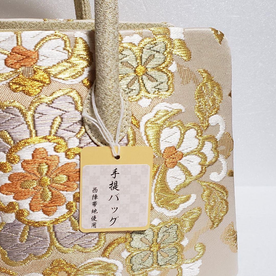 (3101)新品 正絹 利休バッグ 日本製 西陣織 帯地 和装用 あおりバッグ