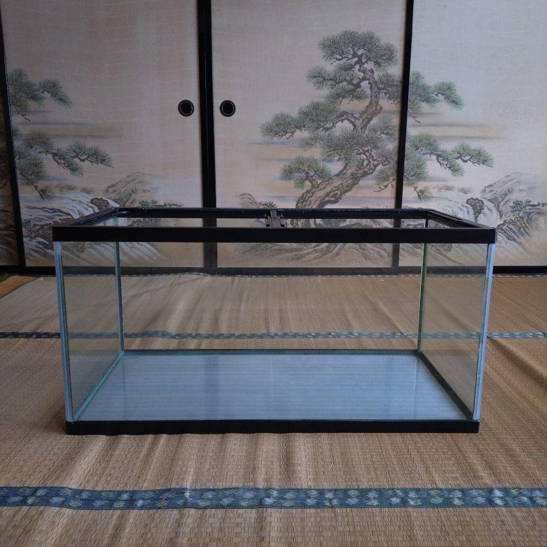 [引き取り限定]フレーム付き90cmガラス水槽 ガラス蓋付き(６枚)取説有り