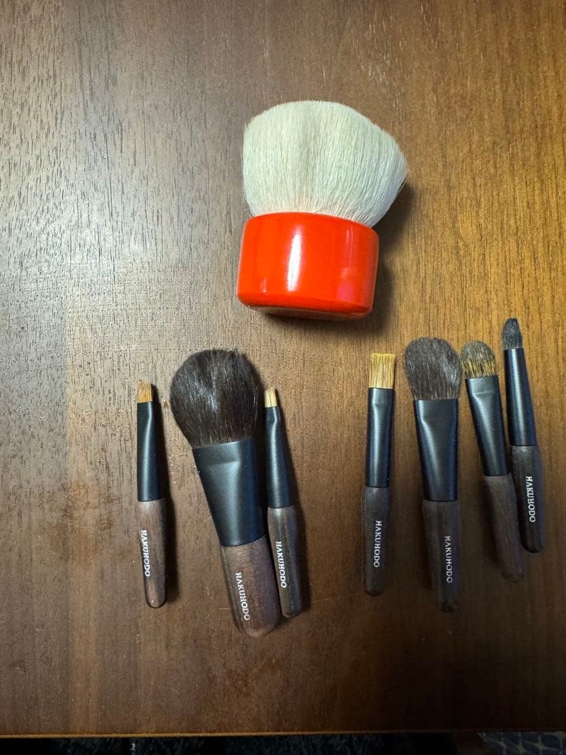 白鳳堂　黒檀携帯ミニセットときのこブラシ　(7本+ケース付)極小!