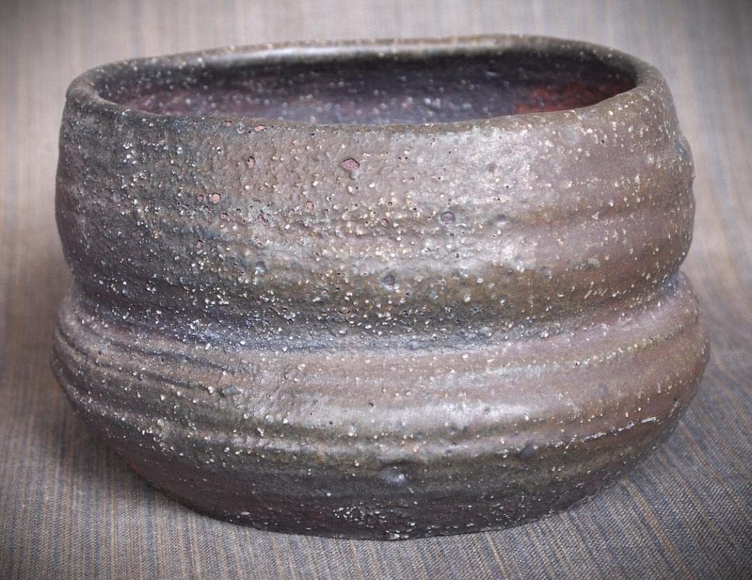 希少作★小山日出男★伊部手《窯変》建水★黄胡麻★花器にもお勧め