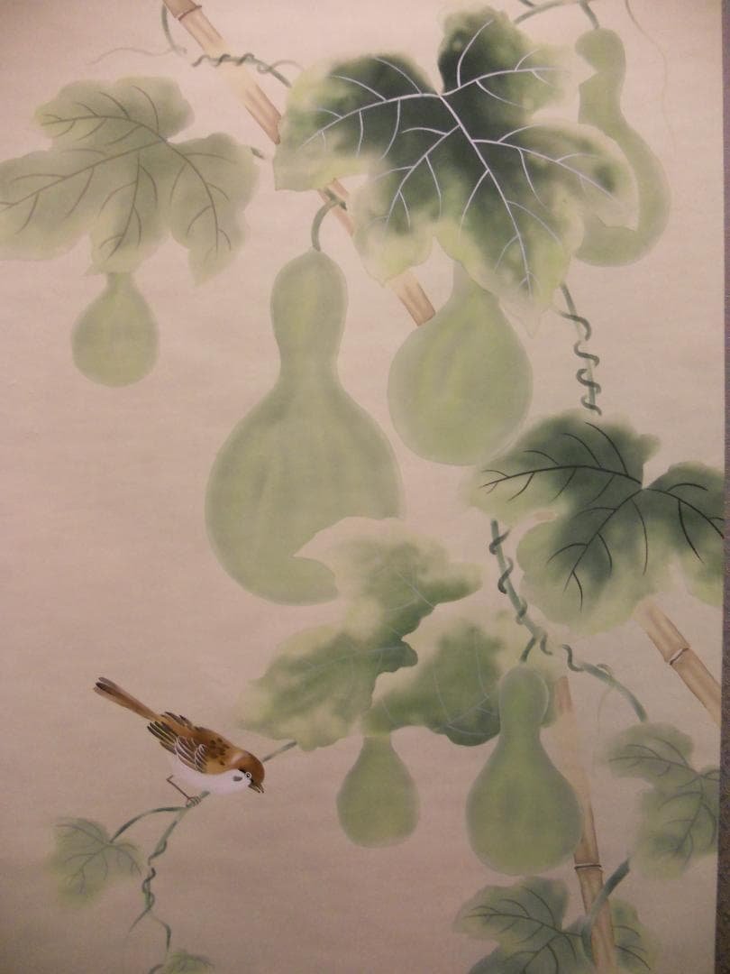 掛け軸 中浦硯堂 『 六瓢息災 』 絹本 希少 軸装 茶道具 掛軸 美品 です。