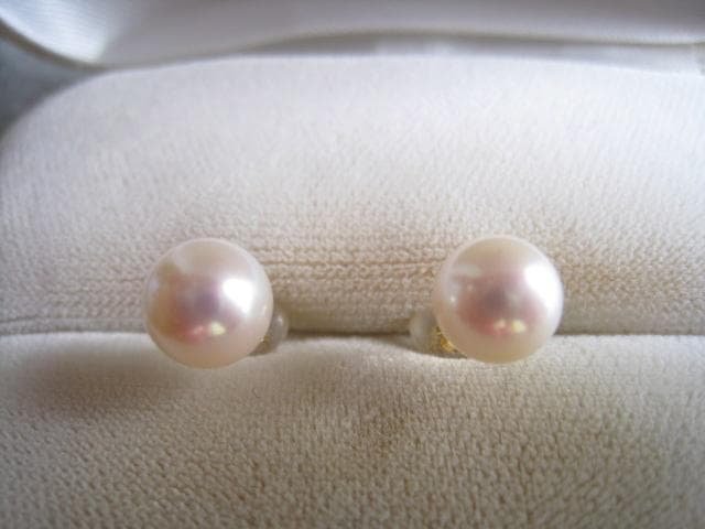 ☆素敵！照り抜群 天然あこや真珠7.2mmX2粒 k18金イエローゴールドピアス