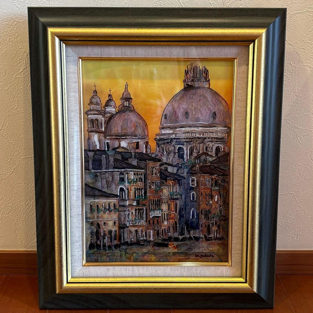 イタリア ヴェネツィア 運河 サンタ・マリア 風景画475×385mm水彩画？