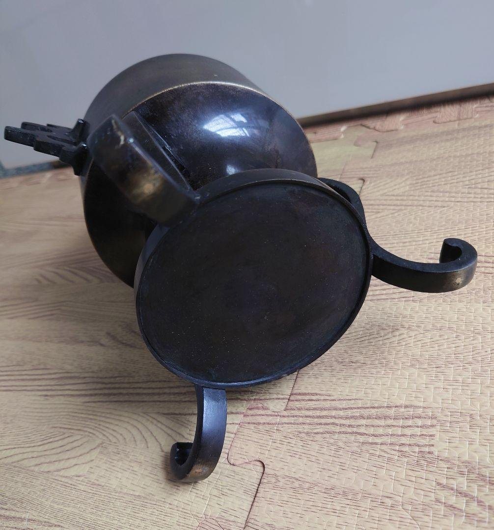 金属工芸　銅器　銀象嵌　薄端　華道