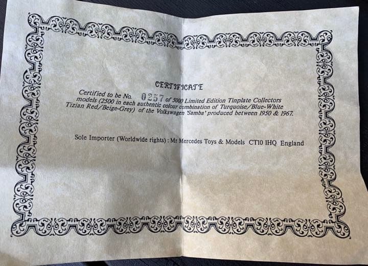 イチコーのブリキのフォルクスワーゲンバス・サンバ