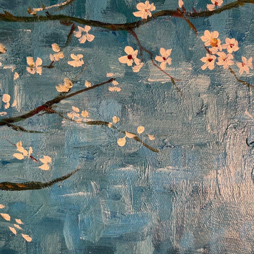 ★秀作★ 手書き油絵 ゴッホ 花咲くアーモンドの枝 額付 絵画 インテリア 油彩