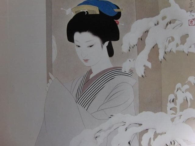 志村立美、【雪】、希少な大判額装用画集より、美品、新品額装付