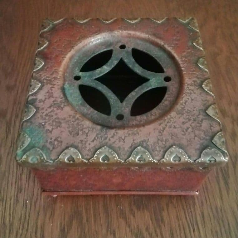 逸品　緋銅　毛織式　香炉　花活け　灰皿　松栄堂　明治金工　和骨董　アンティーク